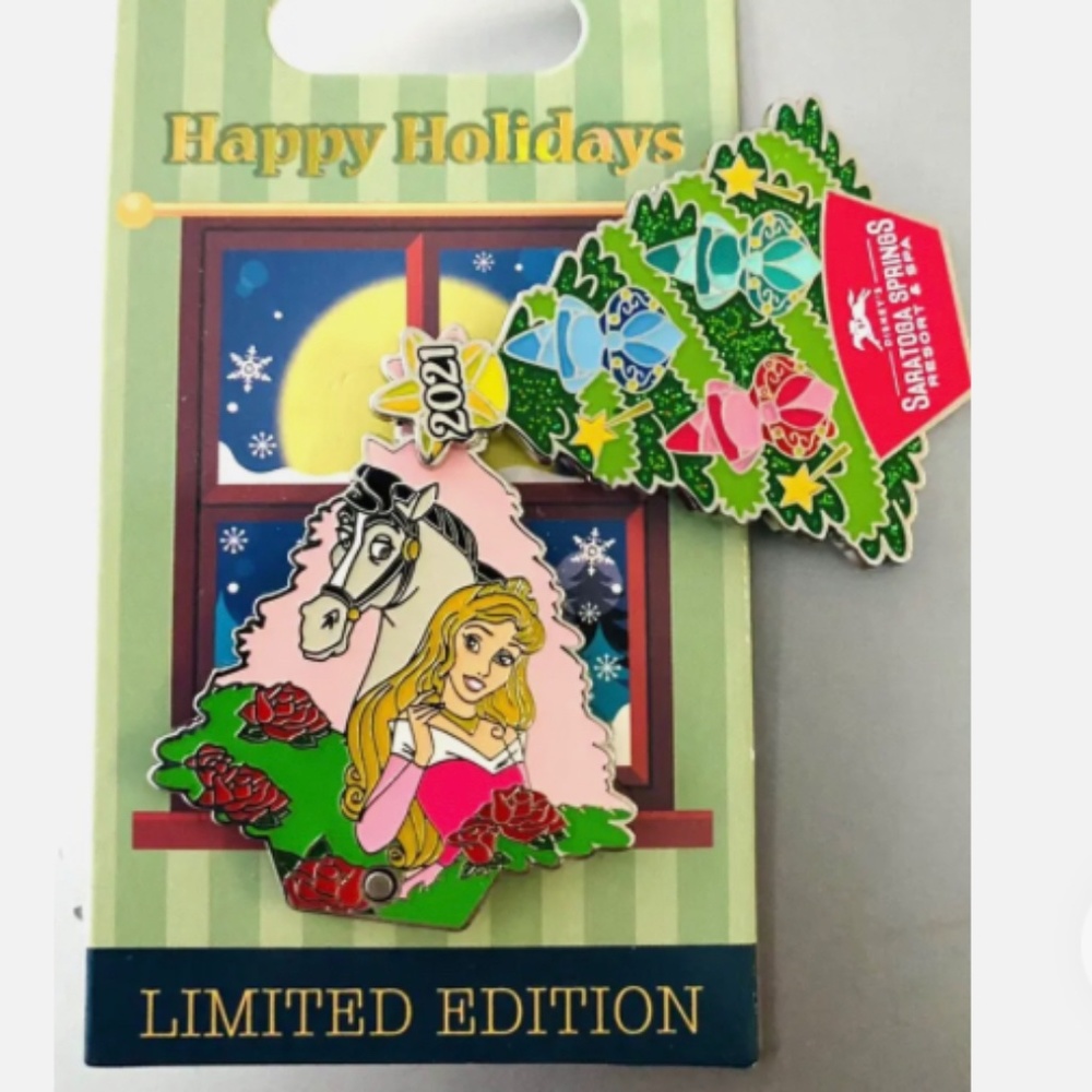 Disney Saratoga Springs Princess Aurora Christmas Tree Hinged Pin LE NWT